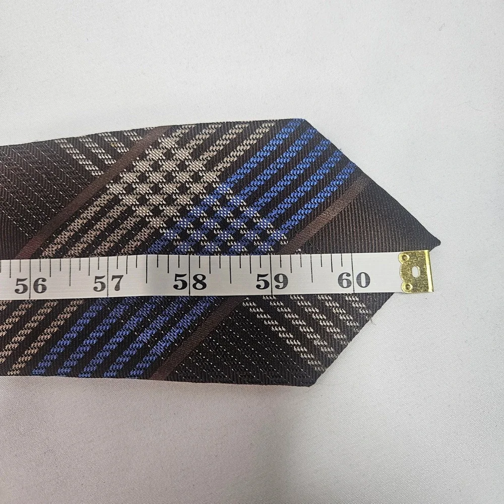 Michael Kors Men Plaid Silk Tie‎ Brown Blue Tan Formal Business Accessory
